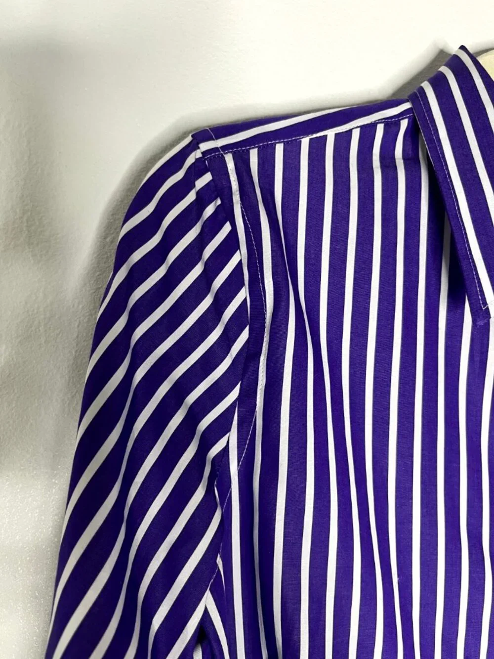 Lauren by Ralph Lauren Purple White Striped Button Down Dress Shirt Women Size 8 - Picture 3 of 10